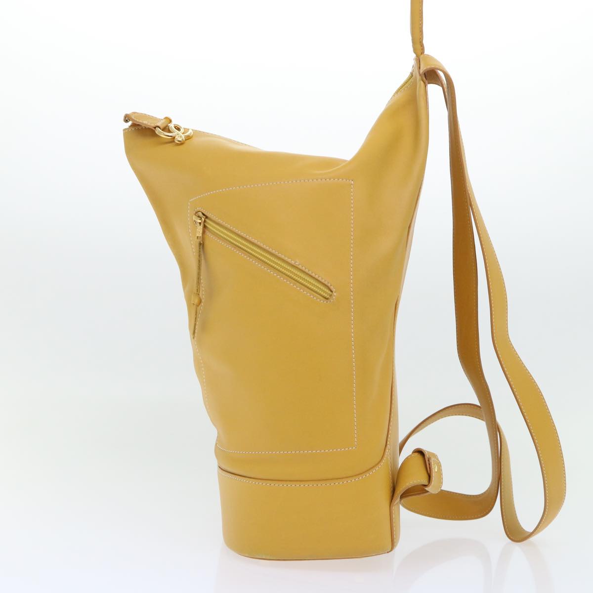 LOEWE Anton Shoulder Bag Leather Yellow Auth fm2698