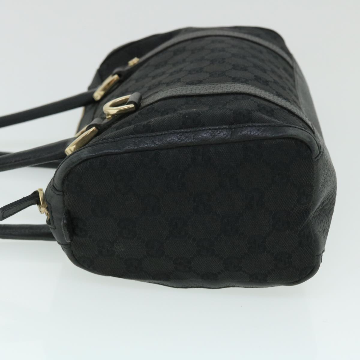 GUCCI GG Canvas Hand Bag Black 130942 Auth fm2710