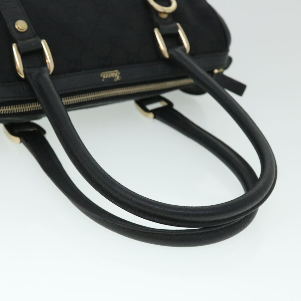 GUCCI GG Canvas Hand Bag Black 130942 Auth fm2710