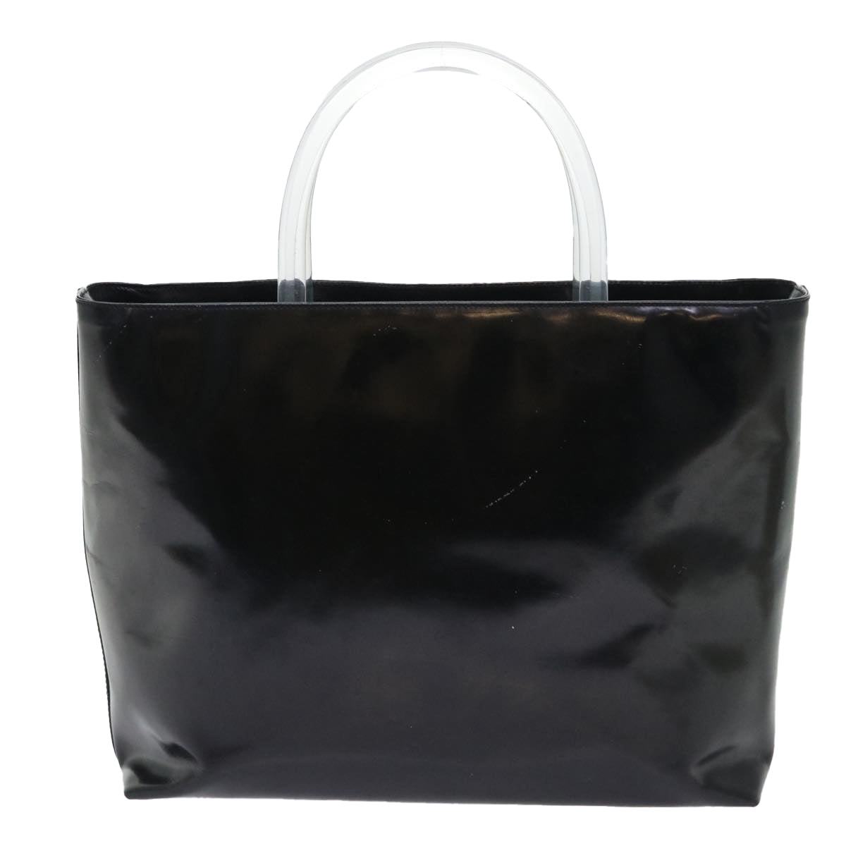 PRADA Hand Bag Patent leather Black Clear Auth fm2716 - 0