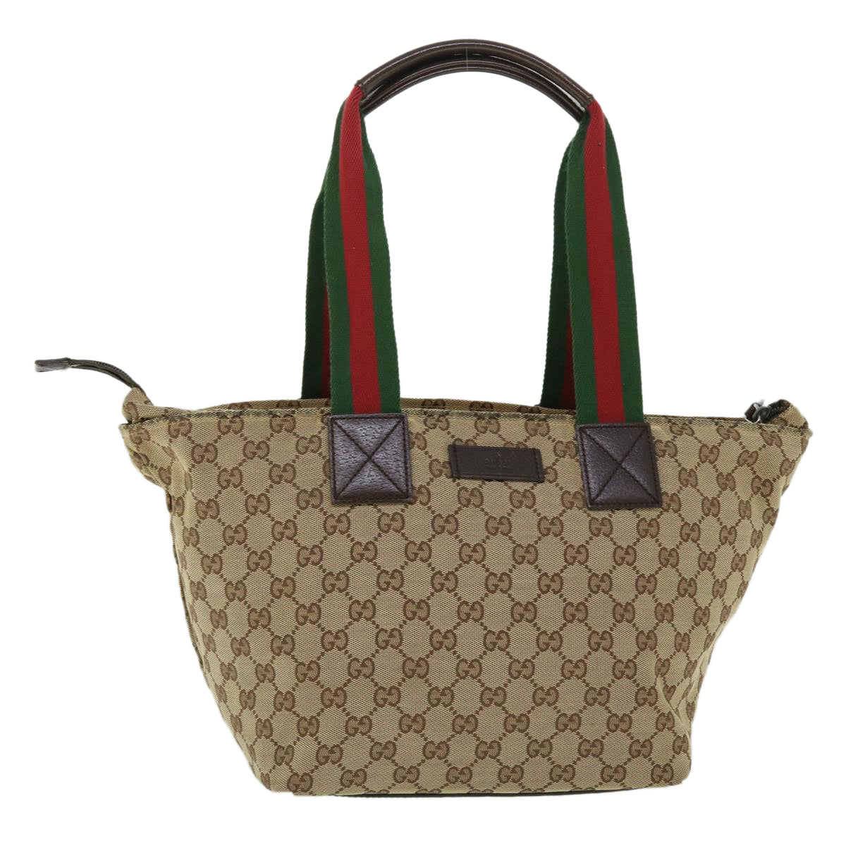 GUCCI GG Canvas Web Sherry Line Tote Bag Beige Green Red 131230 Auth fm2735