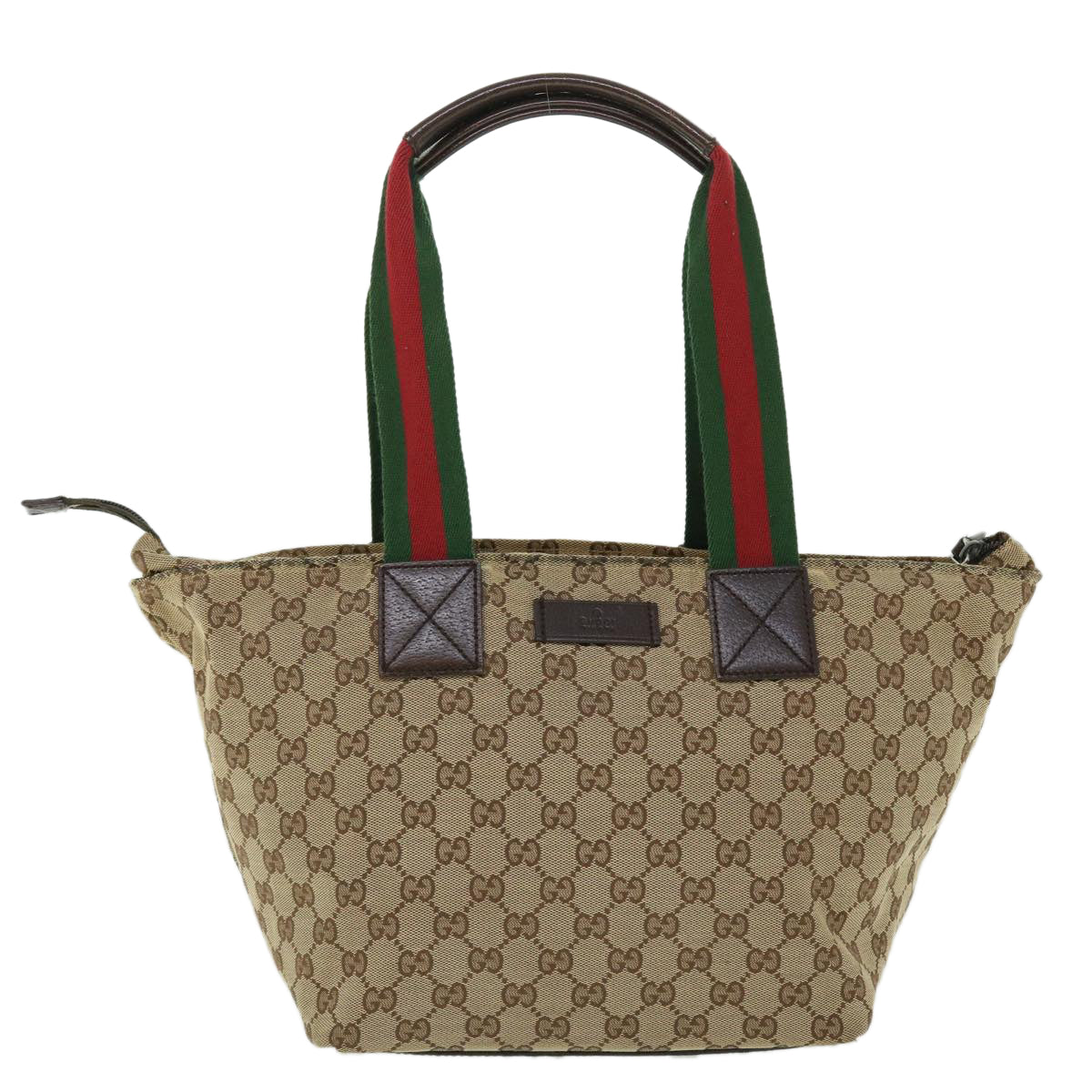 GUCCI GG Canvas Web Sherry Line Tote Bag Beige Green Red 131230 Auth fm2735