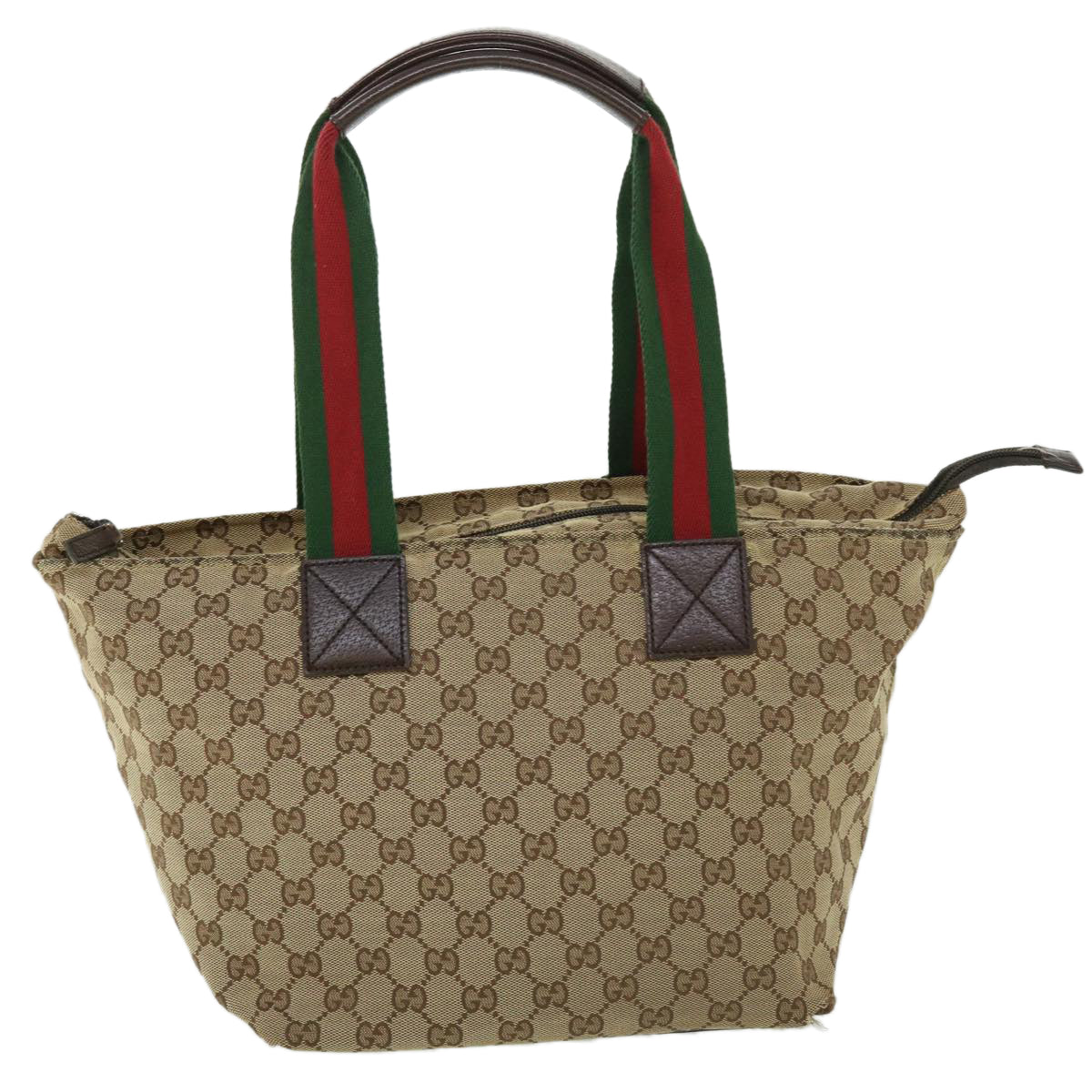 GUCCI GG Canvas Web Sherry Line Tote Bag Beige Green Red 131230 Auth fm2735