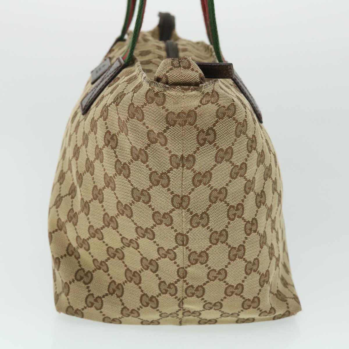 GUCCI GG Canvas Web Sherry Line Tote Bag Beige Green Red 131230 Auth fm2735