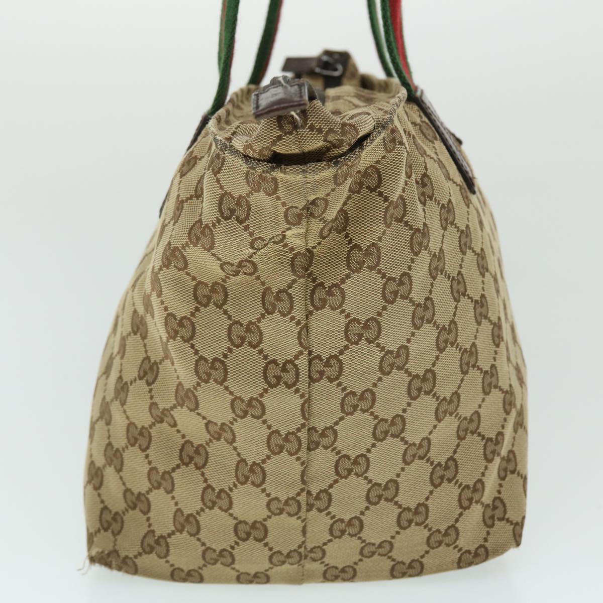 GUCCI GG Canvas Web Sherry Line Tote Bag Beige Green Red 131230 Auth fm2735