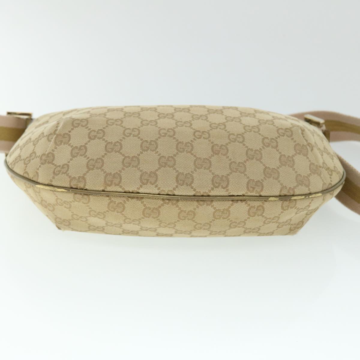 GUCCI GG Canvas Sherry Line Shoulder Bag Beige Gold 181092 Auth fm2736