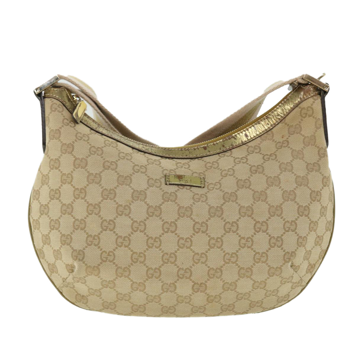 GUCCI GG Canvas Sherry Line Shoulder Bag Beige Gold 181092 Auth fm2736