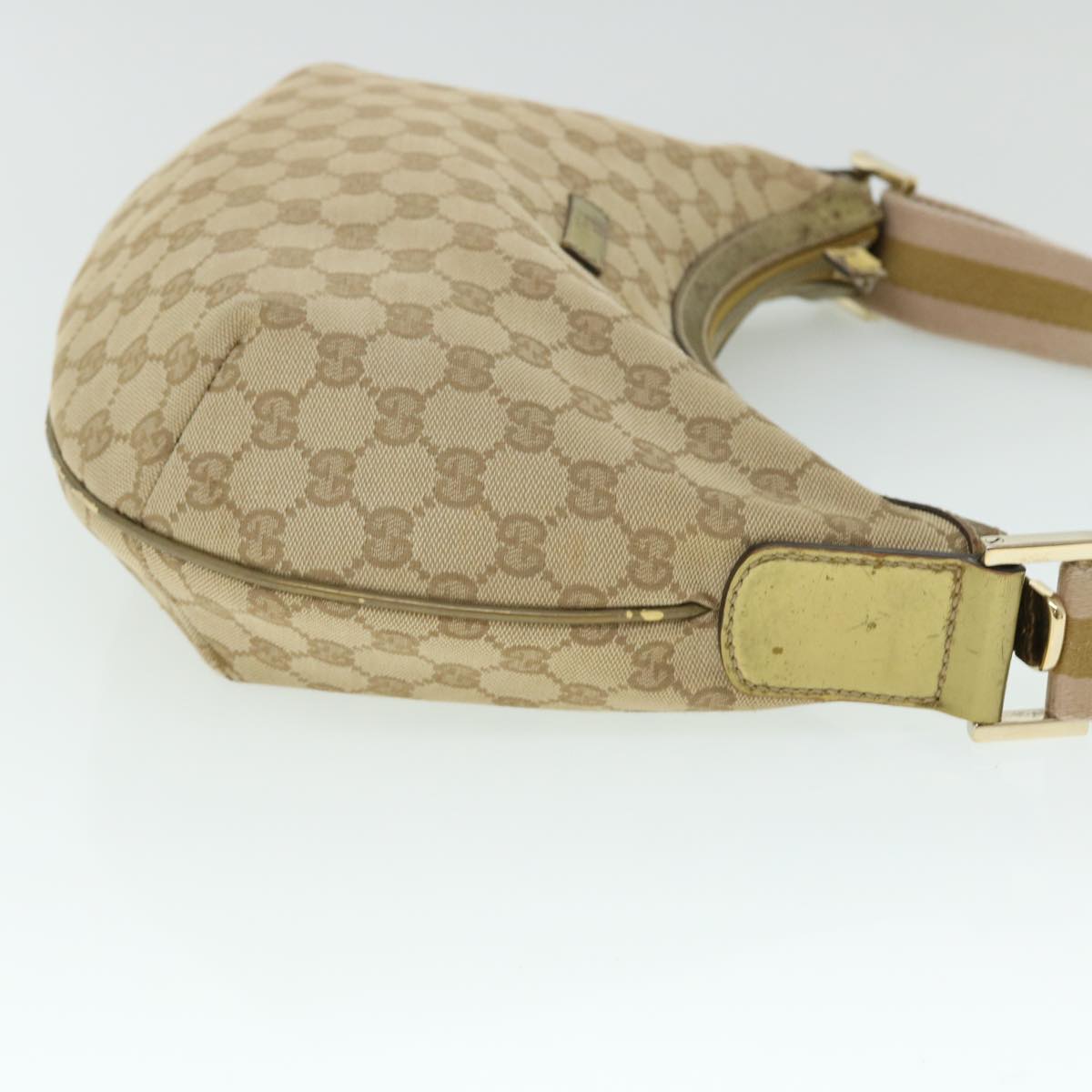 GUCCI GG Canvas Sherry Line Shoulder Bag Beige Gold 181092 Auth fm2736