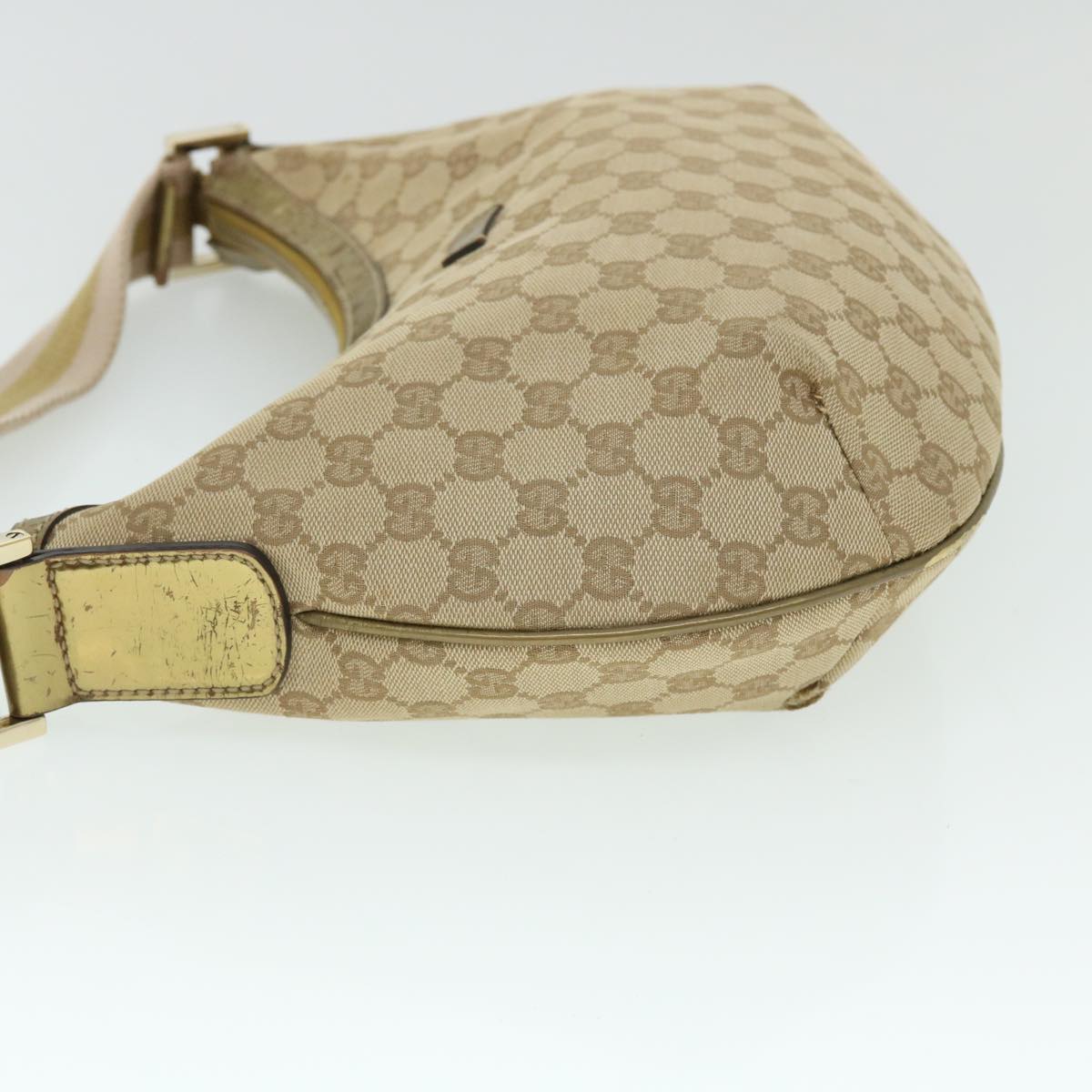 GUCCI GG Canvas Sherry Line Shoulder Bag Beige Gold 181092 Auth fm2736