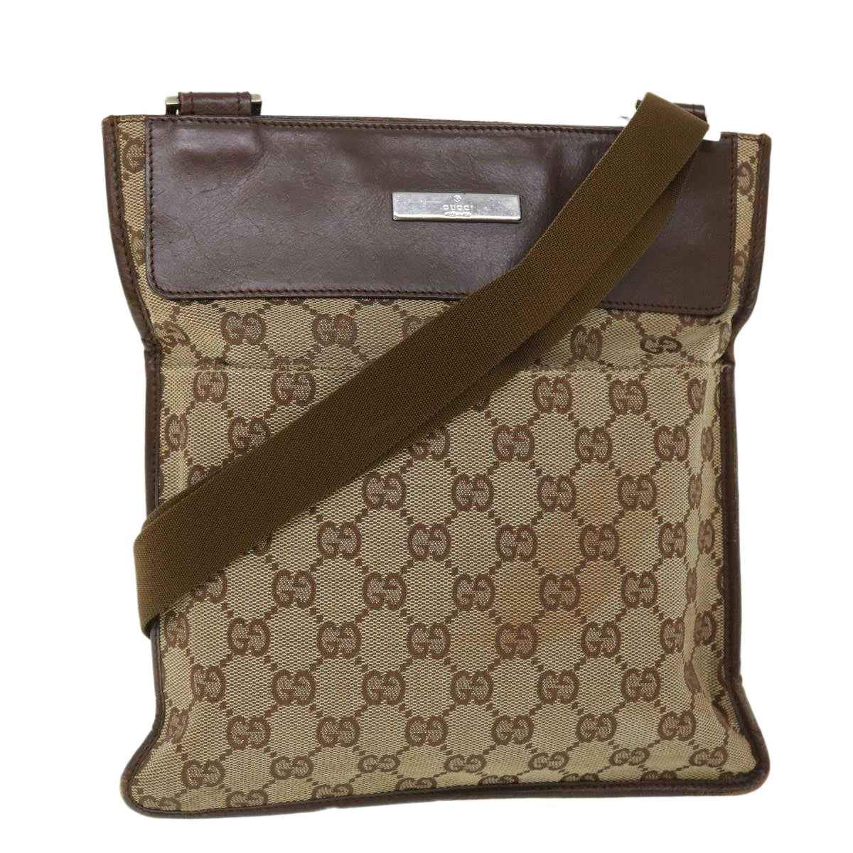 GUCCI GG Canvas Shoulder Bag Beige Brown 27639 Auth fm2740