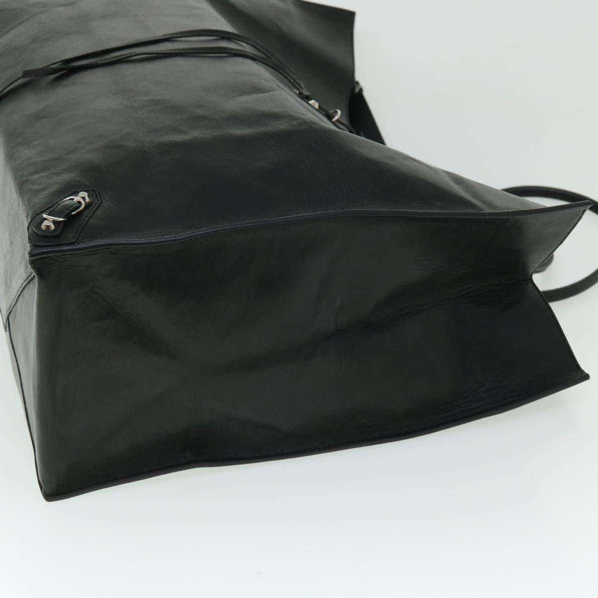 BALENCIAGA Paper Large Tote Bag Leather Black Auth fm2742