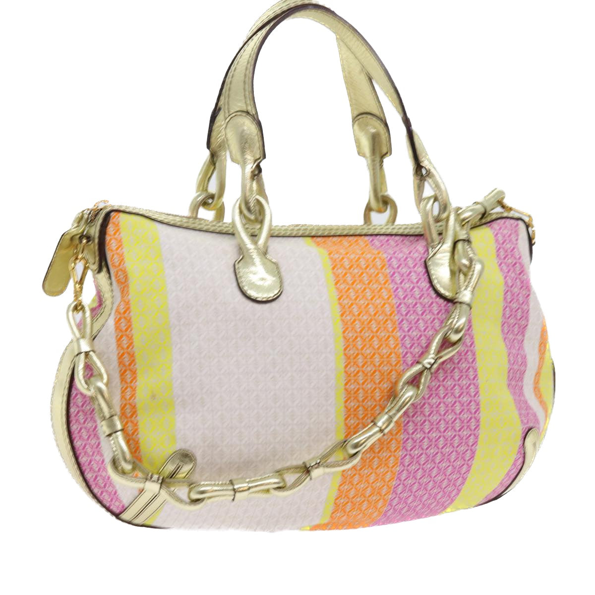 LOEWE Anagram Shoulder Bag Canvas 2way Multicolor Gold Tone Auth fm2751