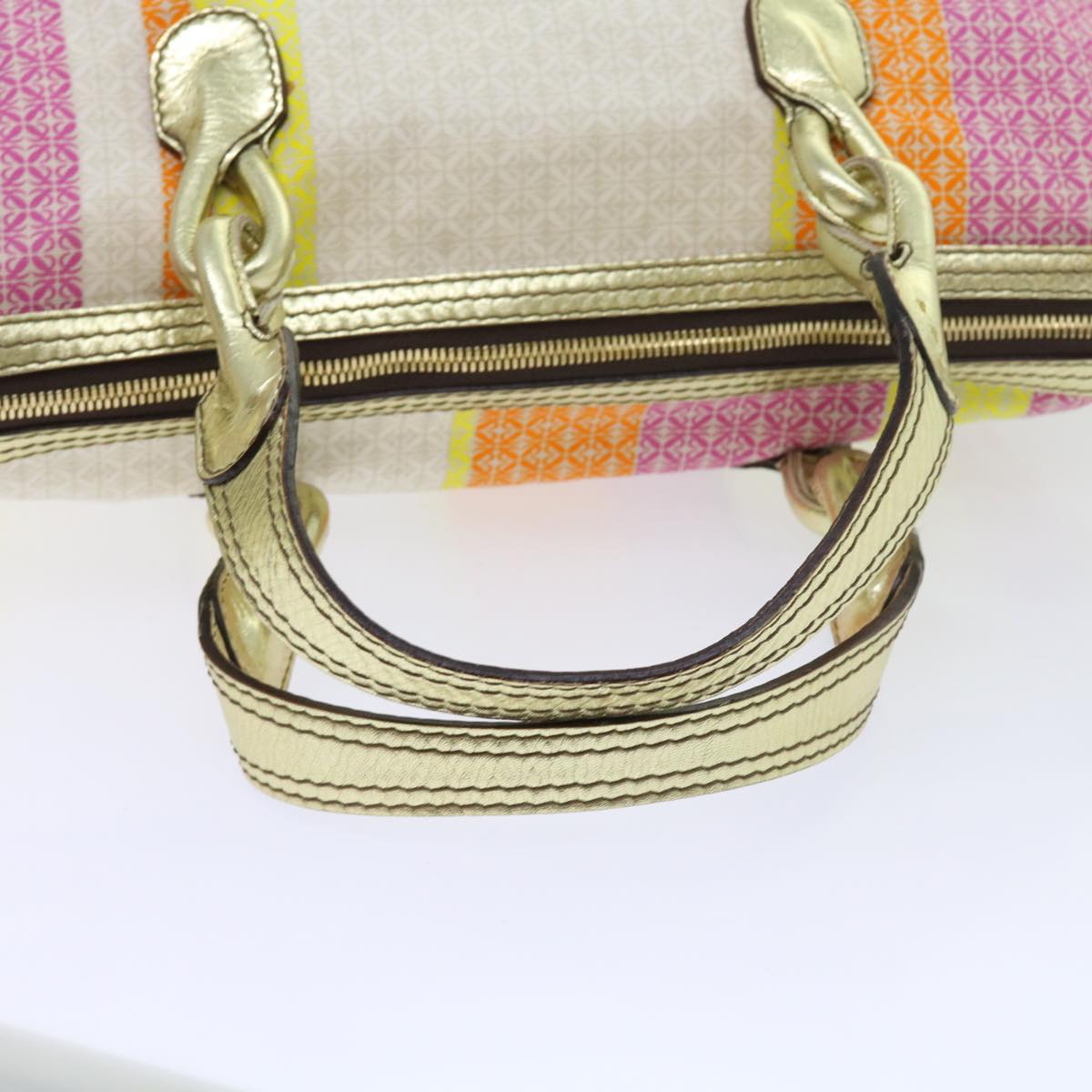 LOEWE Anagram Shoulder Bag Canvas 2way Multicolor Gold Tone Auth fm2751