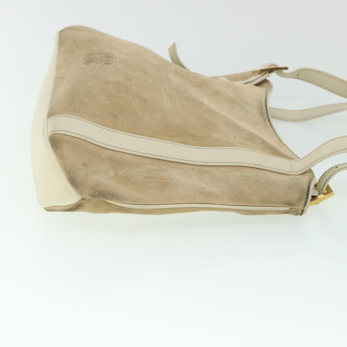 LOEWE Shoulder Bag Suede Leather Beige Auth fm2752