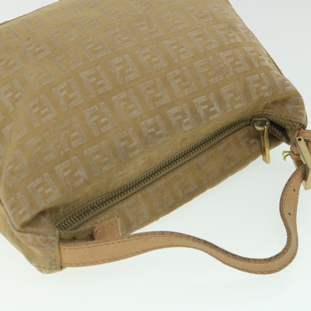 FENDI Zucchino Canvas Pouch Beige Auth fm2756