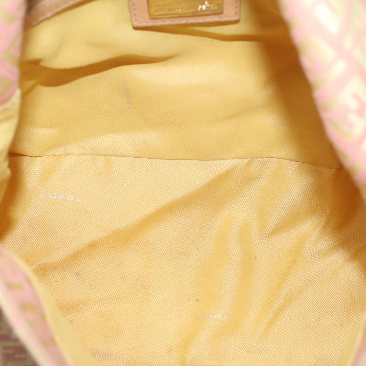 FENDI Zucchino Canvas Mamma Baguette Shoulder Bag Pink Auth fm2757