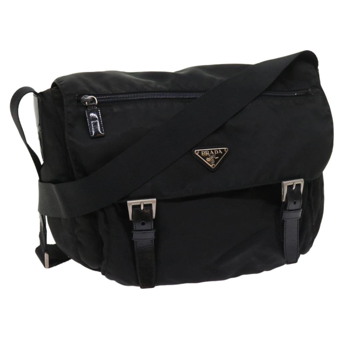 PRADA Shoulder Bag Nylon Black Auth fm2765