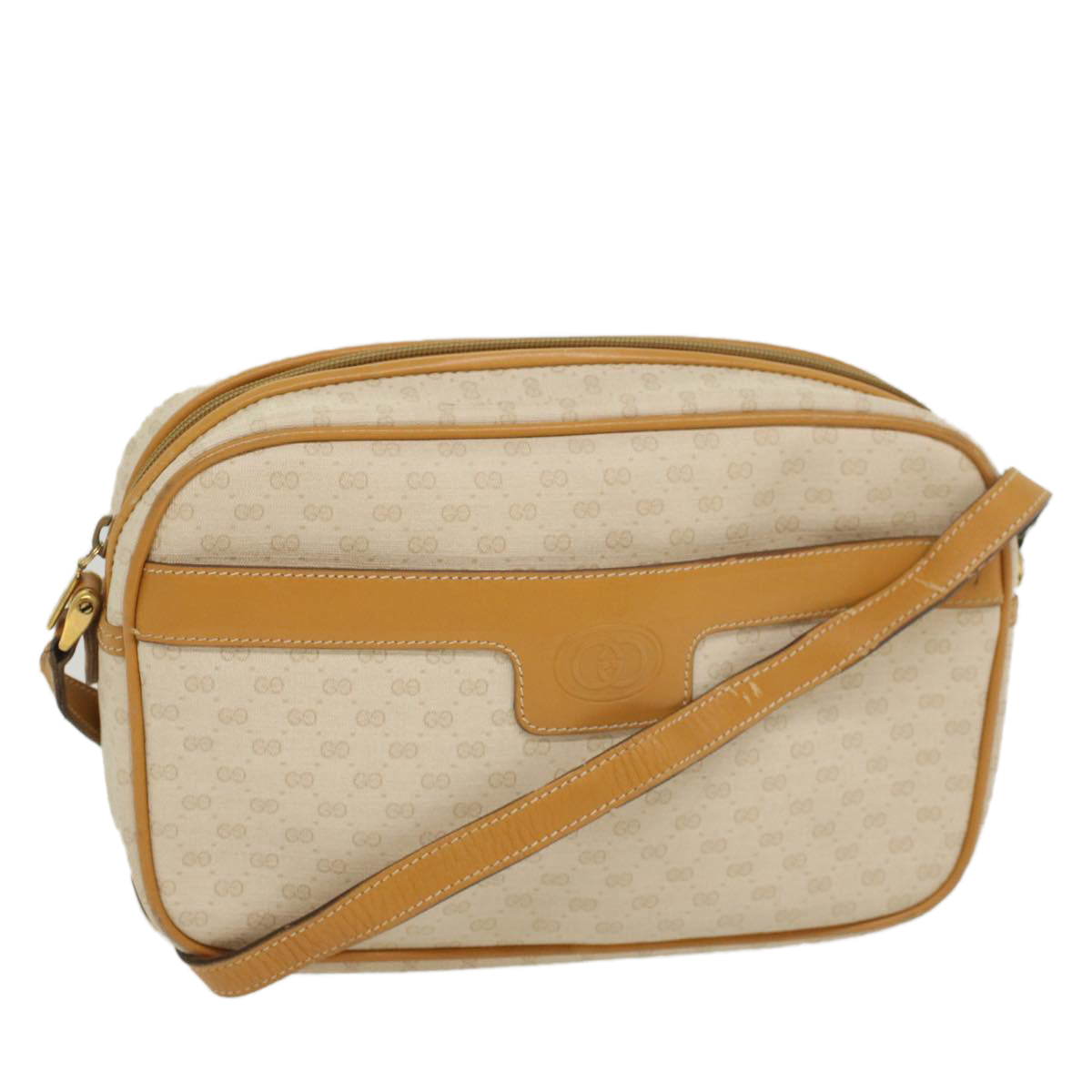 GUCCI Micro GG Canvas Shoulder Bag PVC Leather White 001 123 0439 Auth fm2775