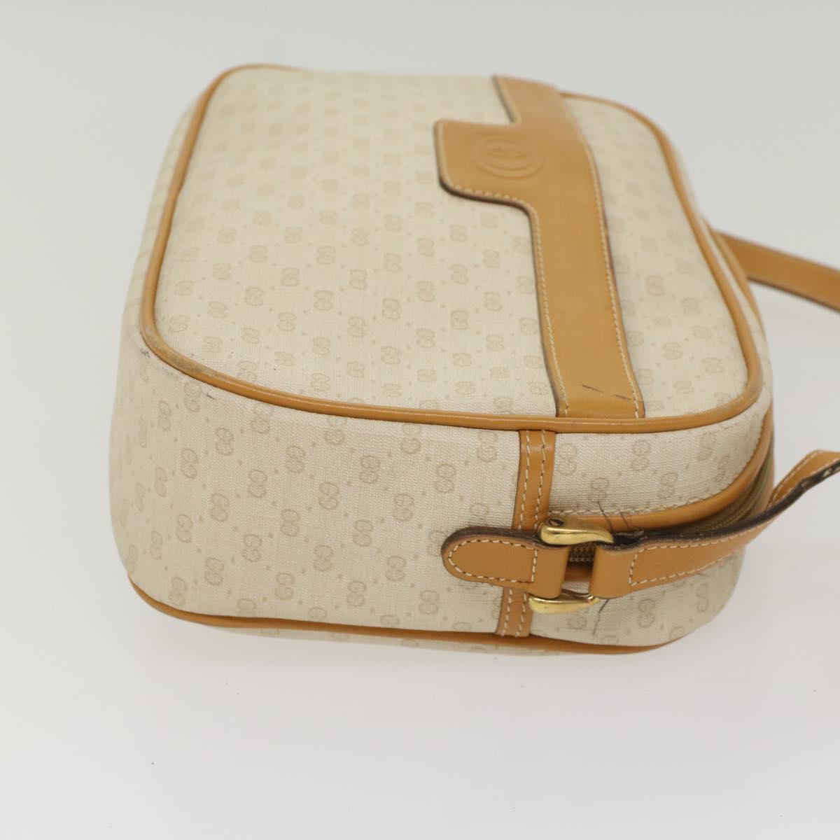 GUCCI Micro GG Canvas Shoulder Bag PVC Leather White 001 123 0439 Auth fm2775