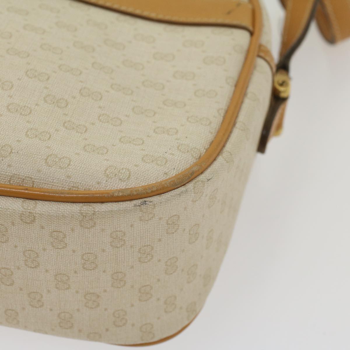 GUCCI Micro GG Canvas Shoulder Bag PVC Leather White 001 123 0439 Auth fm2775