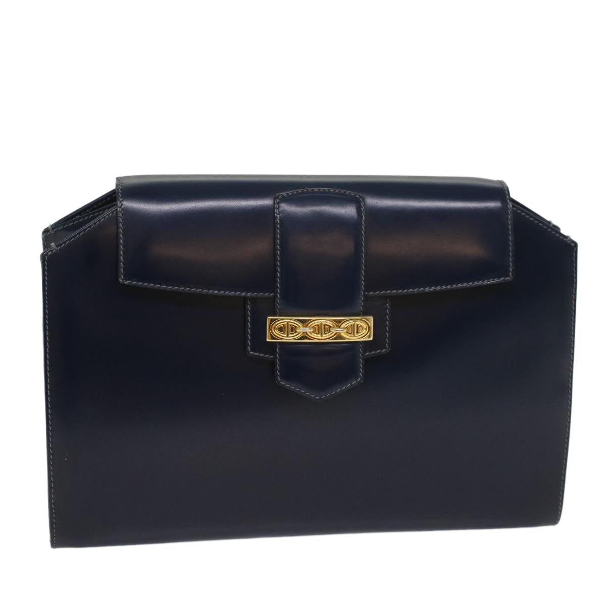 GUCCI Clutch Bag Leather Navy 004 406 0279 Auth fm2776