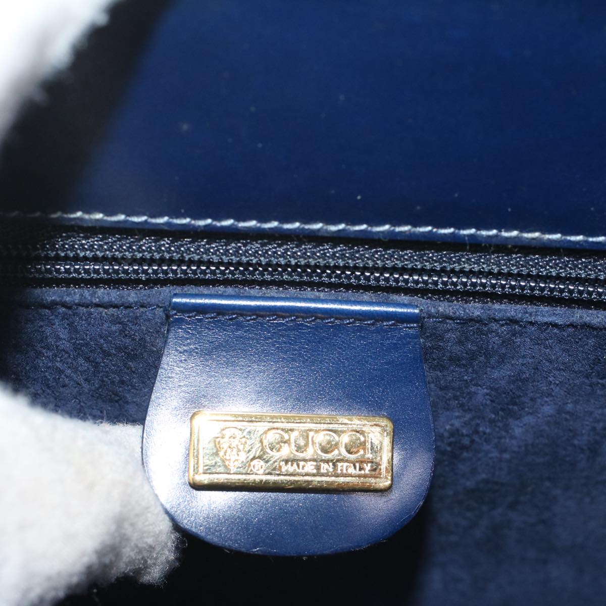 GUCCI Clutch Bag Leather Navy 004 406 0279 Auth fm2776