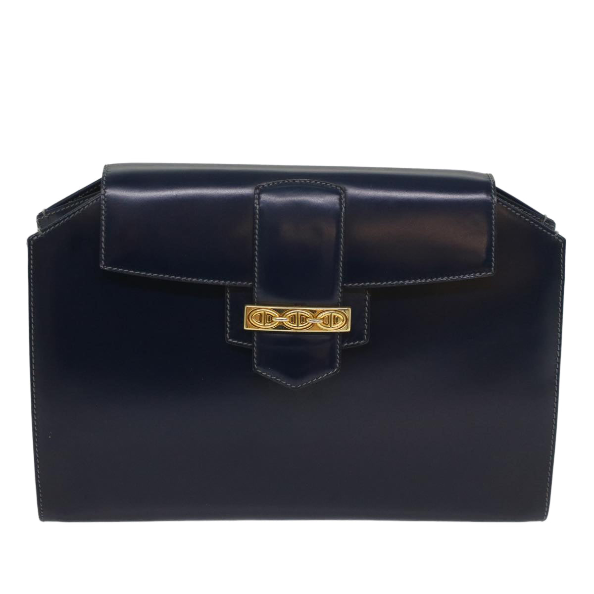 GUCCI Clutch Bag Leather Navy 004 406 0279 Auth fm2776