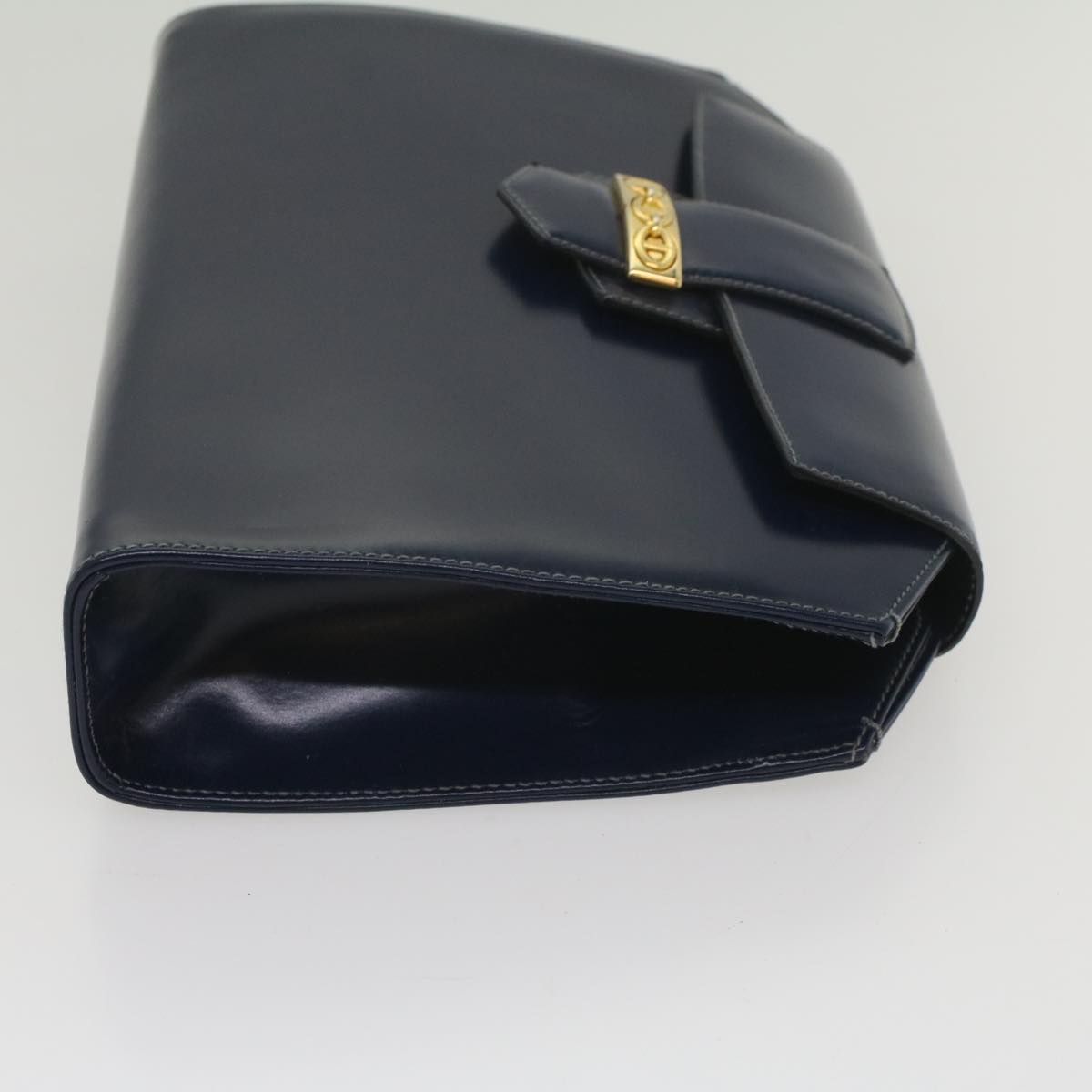 GUCCI Clutch Bag Leather Navy 004 406 0279 Auth fm2776