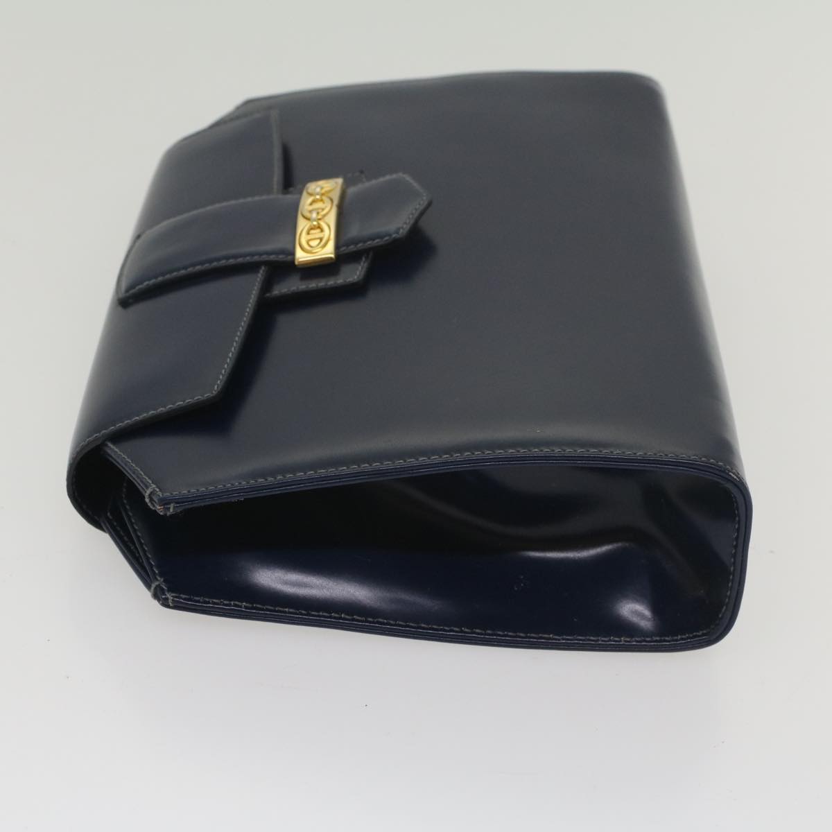 GUCCI Clutch Bag Leather Navy 004 406 0279 Auth fm2776