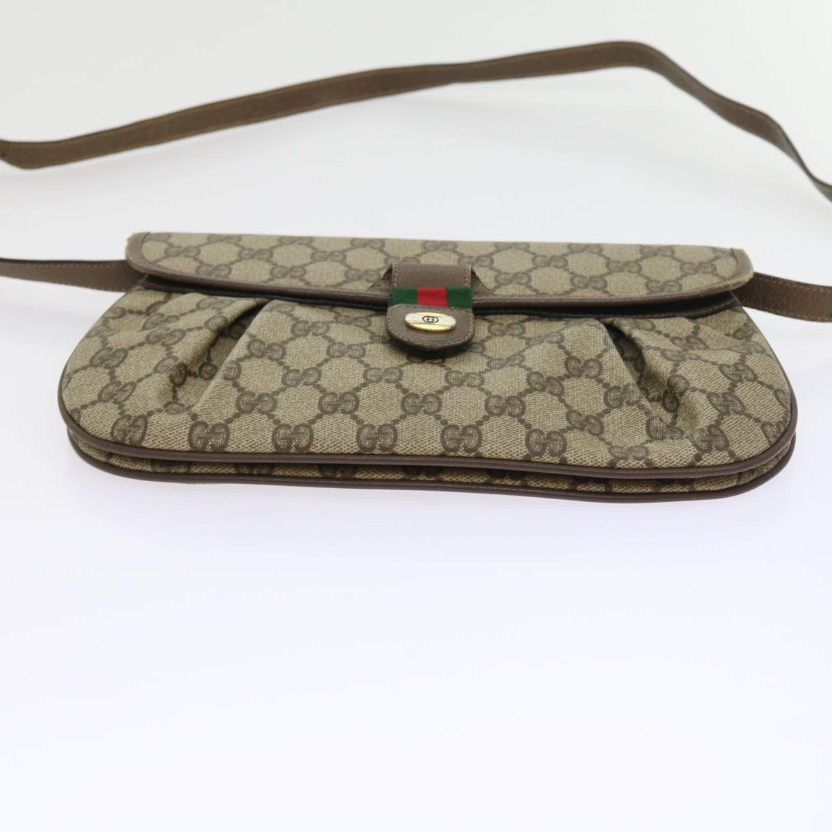 GUCCI GG Supreme Web Sherry Line Shoulder Bag Green Beige 10 02 051 Auth fm2778