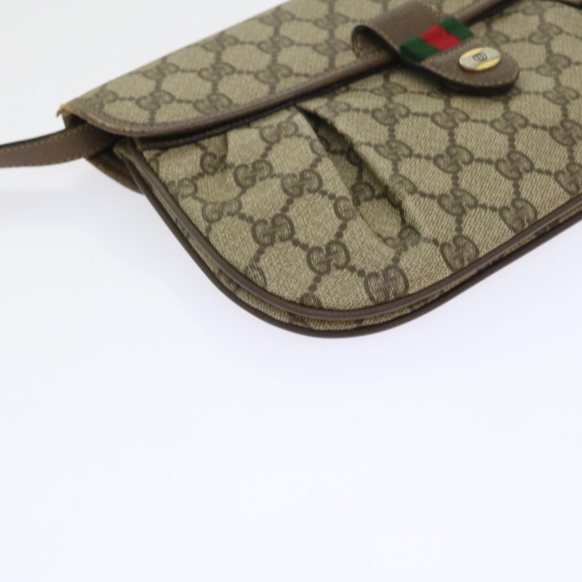 GUCCI GG Supreme Web Sherry Line Shoulder Bag Green Beige 10 02 051 Auth fm2778