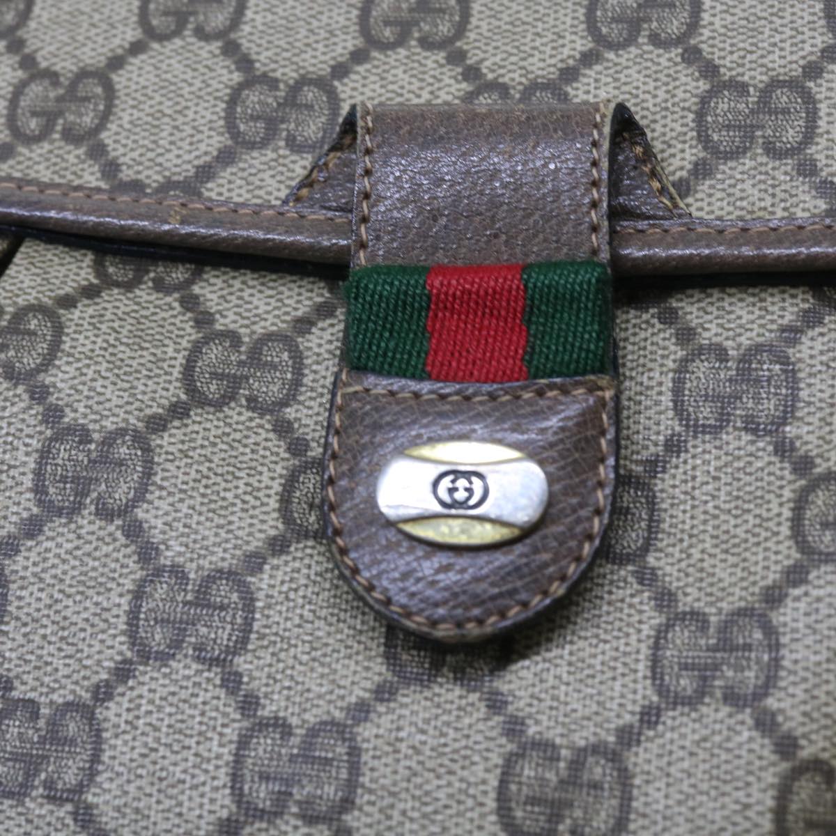 GUCCI GG Supreme Web Sherry Line Shoulder Bag Green Beige 10 02 051 Auth fm2778