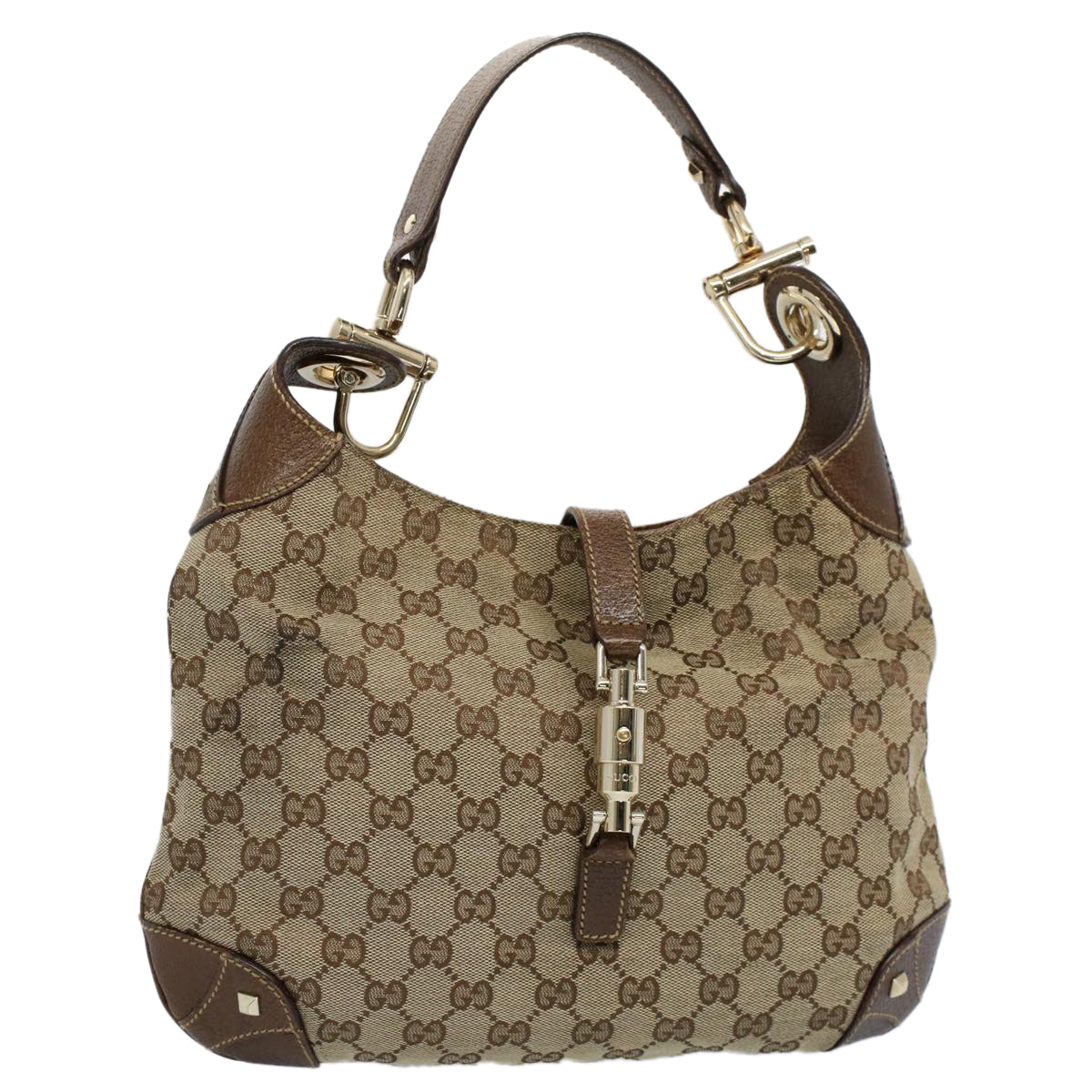 GUCCI GG Canvas Jackie Shoulder Bag Beige 120888 Auth fm2784