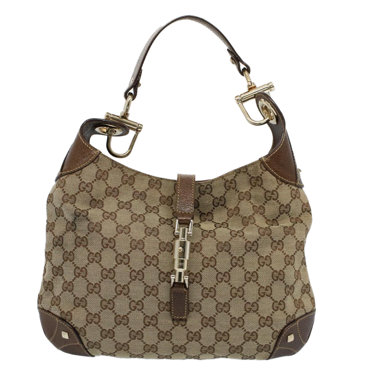 GUCCI GG Canvas Jackie Shoulder Bag Beige 120888 Auth fm2784