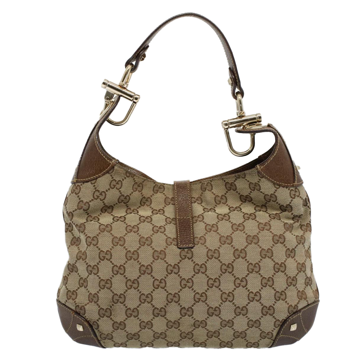 GUCCI GG Canvas Jackie Shoulder Bag Beige 120888 Auth fm2784 - 0