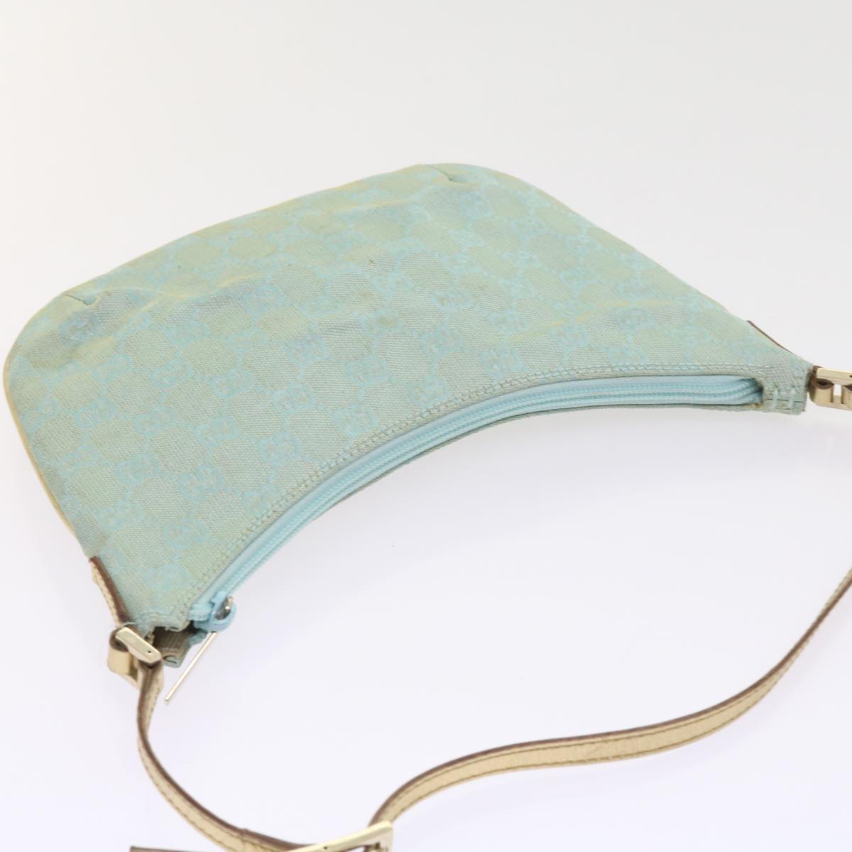 GUCCI GG Canvas Accessory Pouch Turquoise Blue 005 0813 Auth fm2785