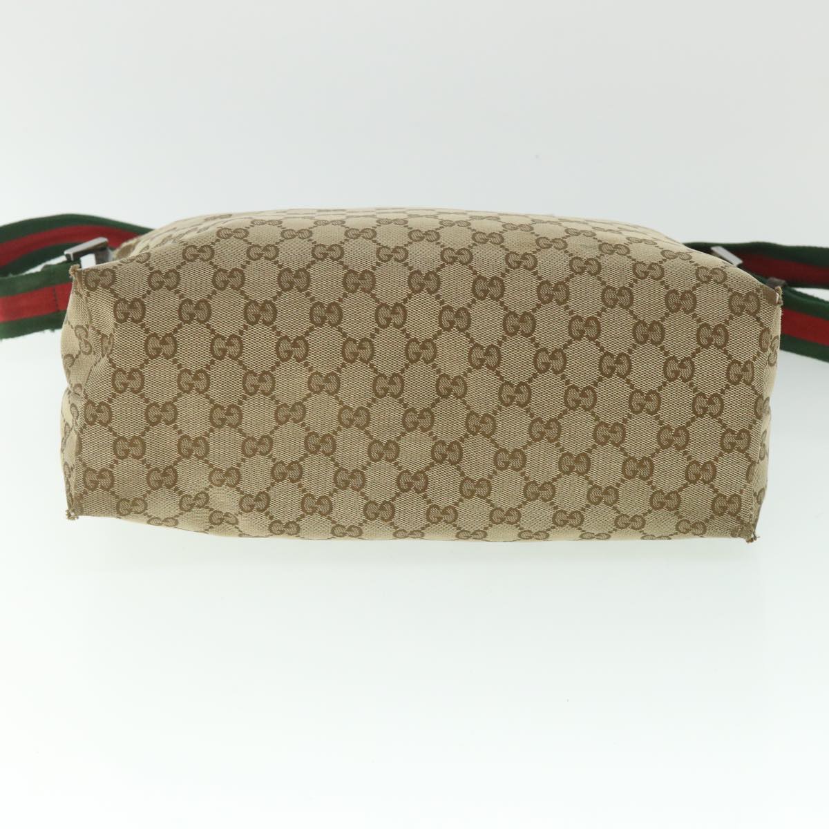 GUCCI GG Canvas Web Sherry Line Shoulder Bag Beige Red Green 189751 Auth fm2790