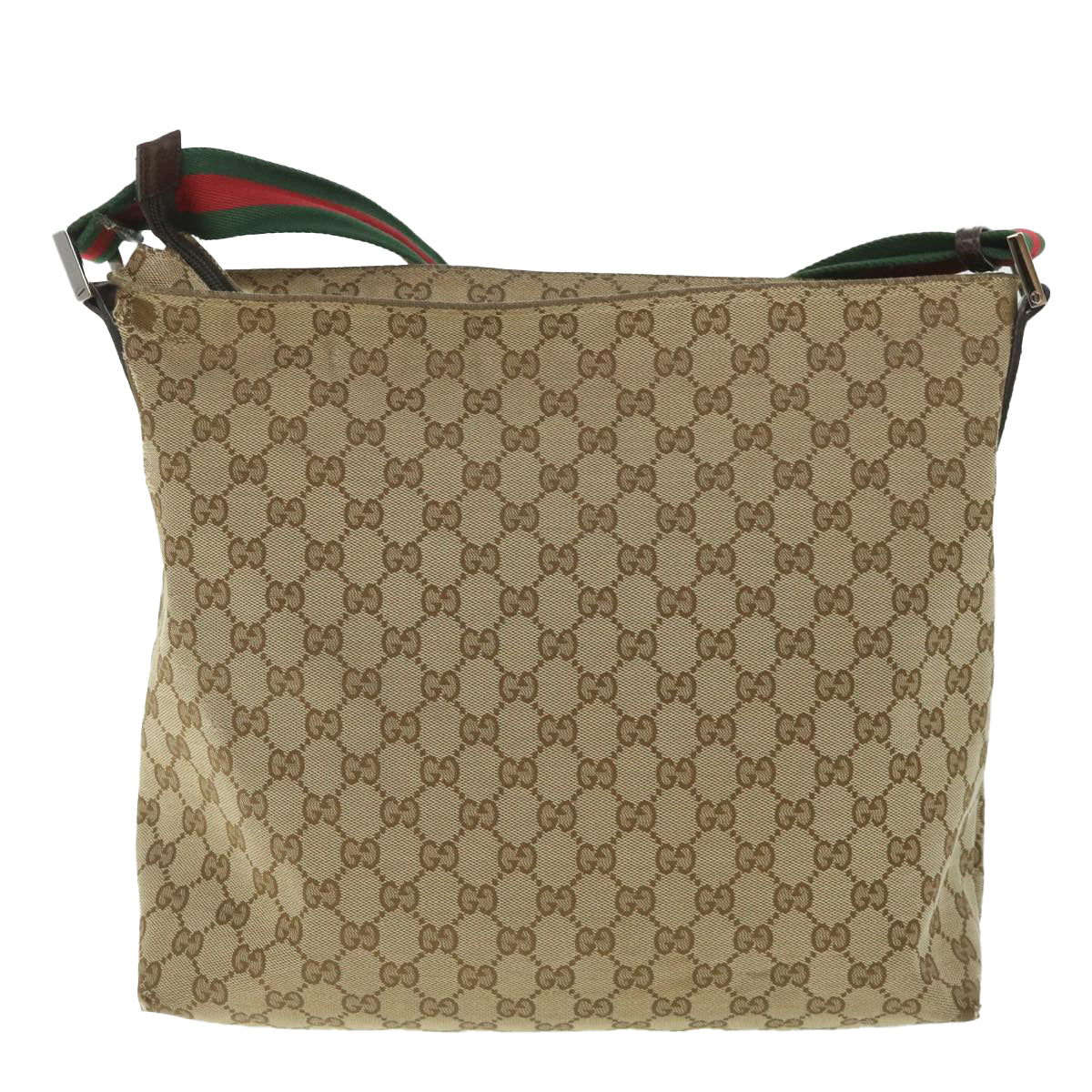 GUCCI GG Canvas Web Sherry Line Shoulder Bag Beige Red Green 189751 Auth fm2790