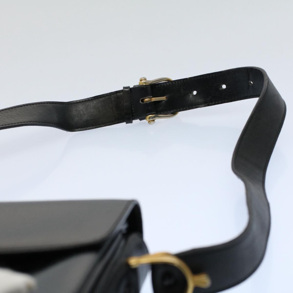 CELINE Horse Carriage Shoulder Bag Leather Black Auth fm2800