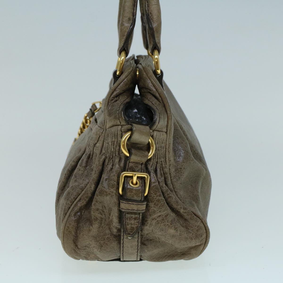 Miu Miu Shoulder Bag Leather 2way Brown Auth fm2803
