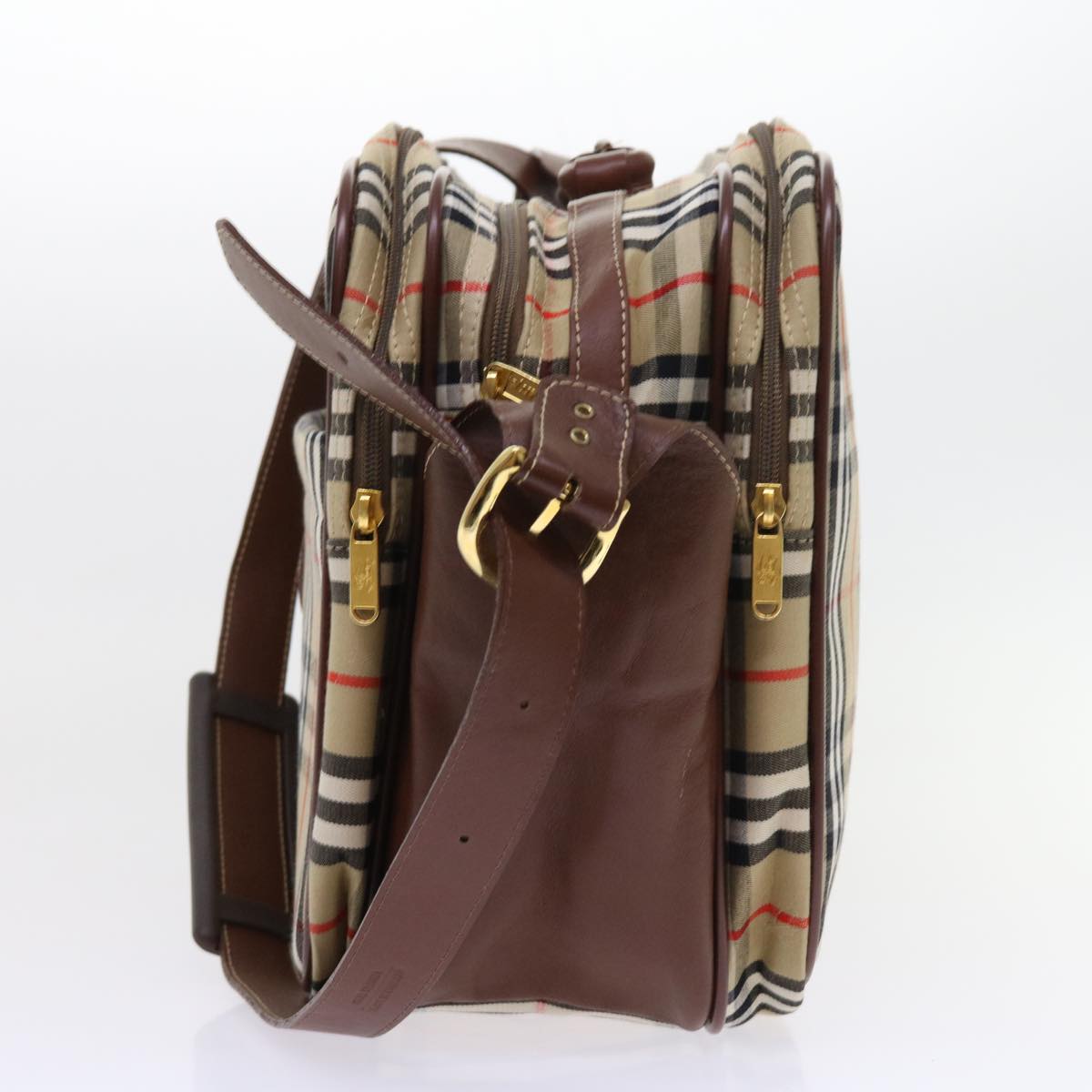 Burberrys Nova Check Shoulder Bag Canvas Leather 2way Beige Brown Auth fm2829
