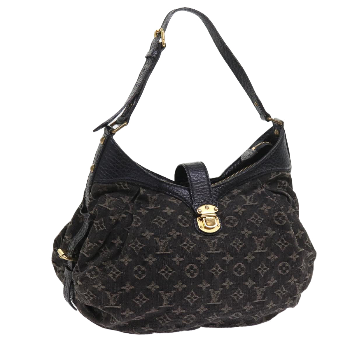 LOUIS VUITTON Monogram Denim XS Shoulder Bag Black M95608 LV Auth fm2834