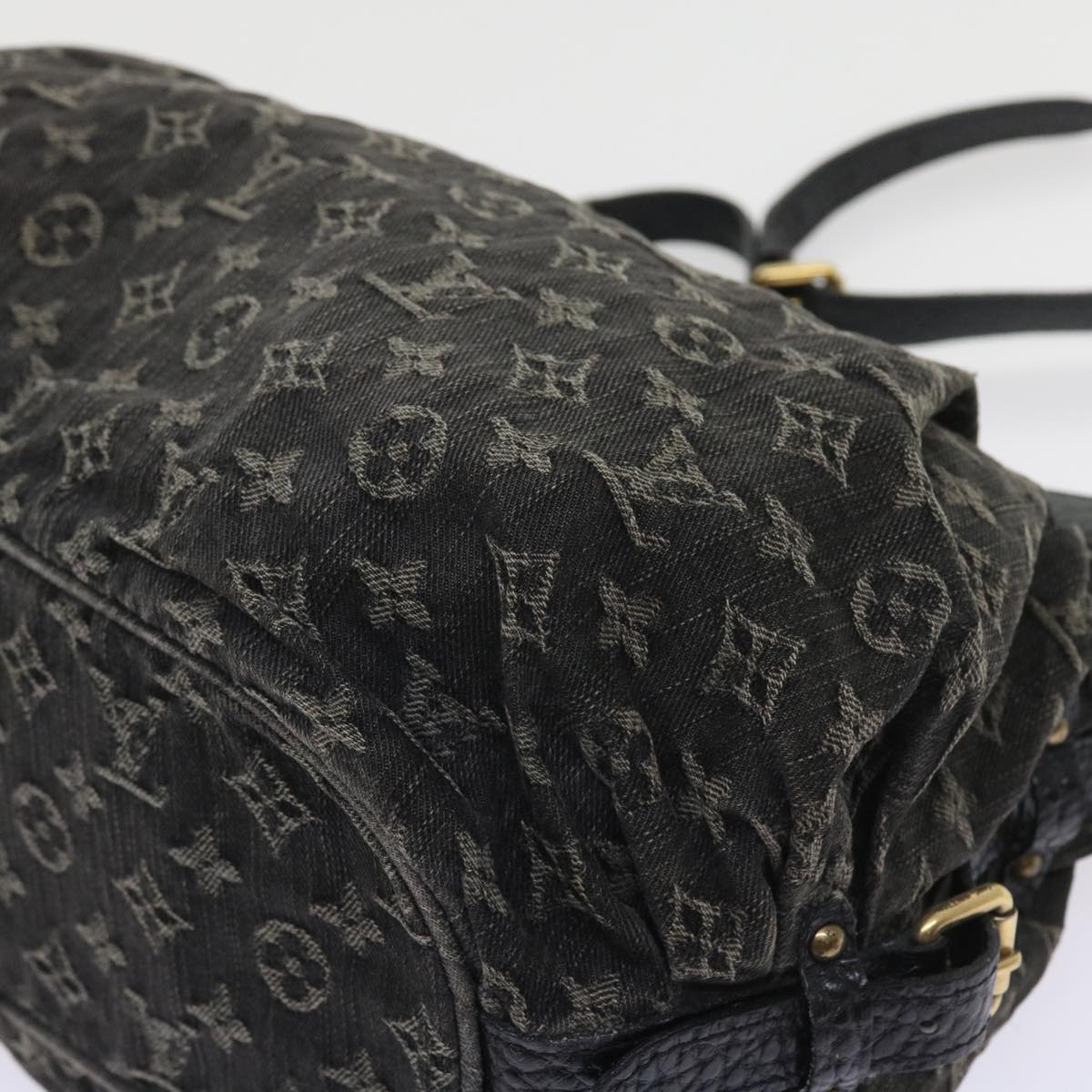 LOUIS VUITTON Monogram Denim XS Shoulder Bag Black M95608 LV Auth fm2834