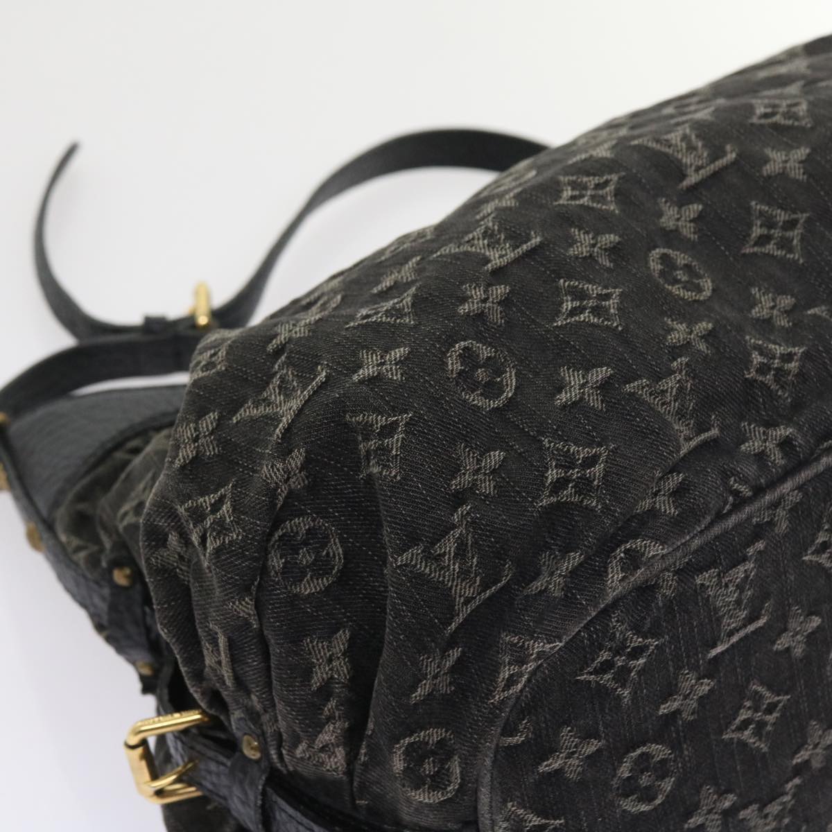 LOUIS VUITTON Monogram Denim XS Shoulder Bag Black M95608 LV Auth fm2834