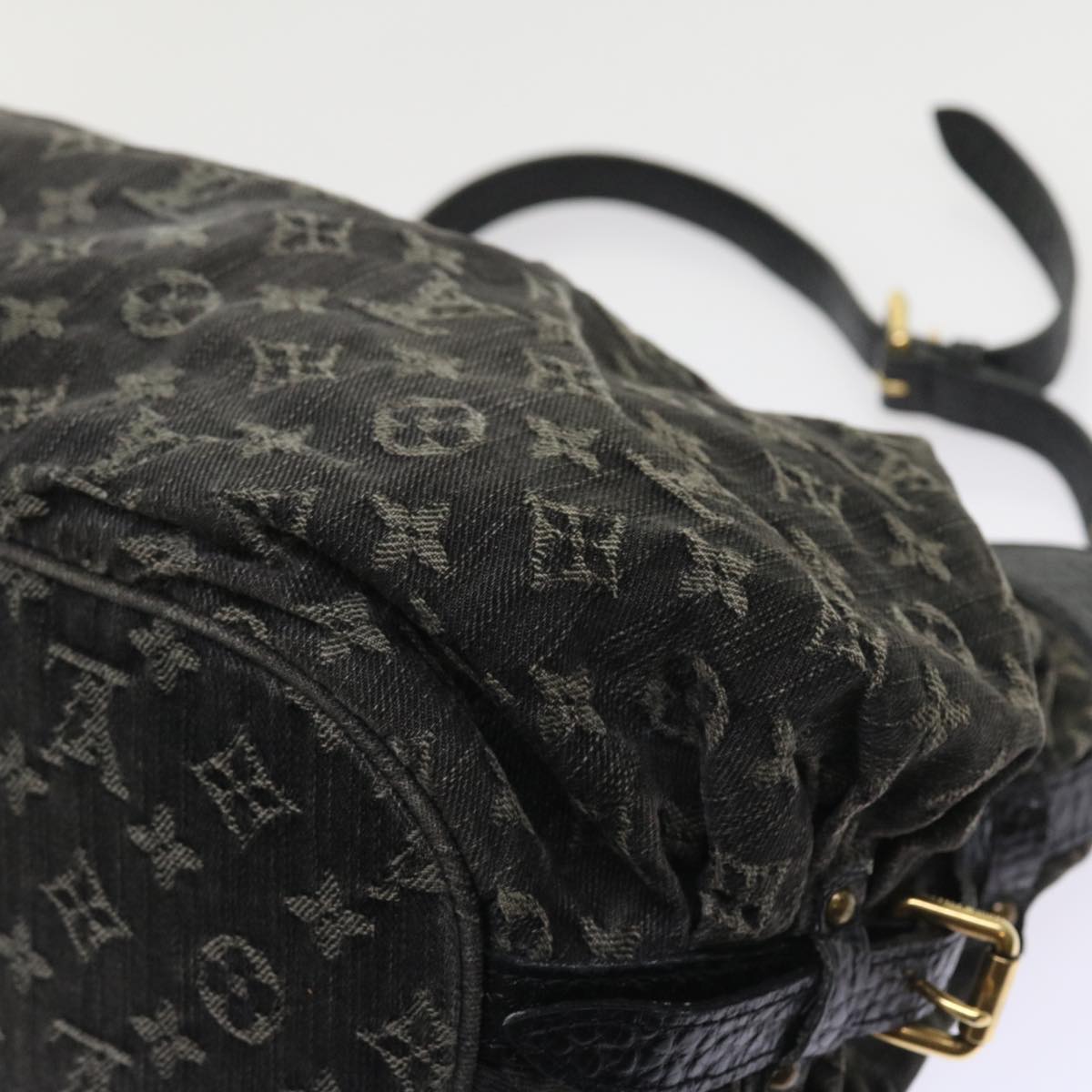 LOUIS VUITTON Monogram Denim XS Shoulder Bag Black M95608 LV Auth fm2834