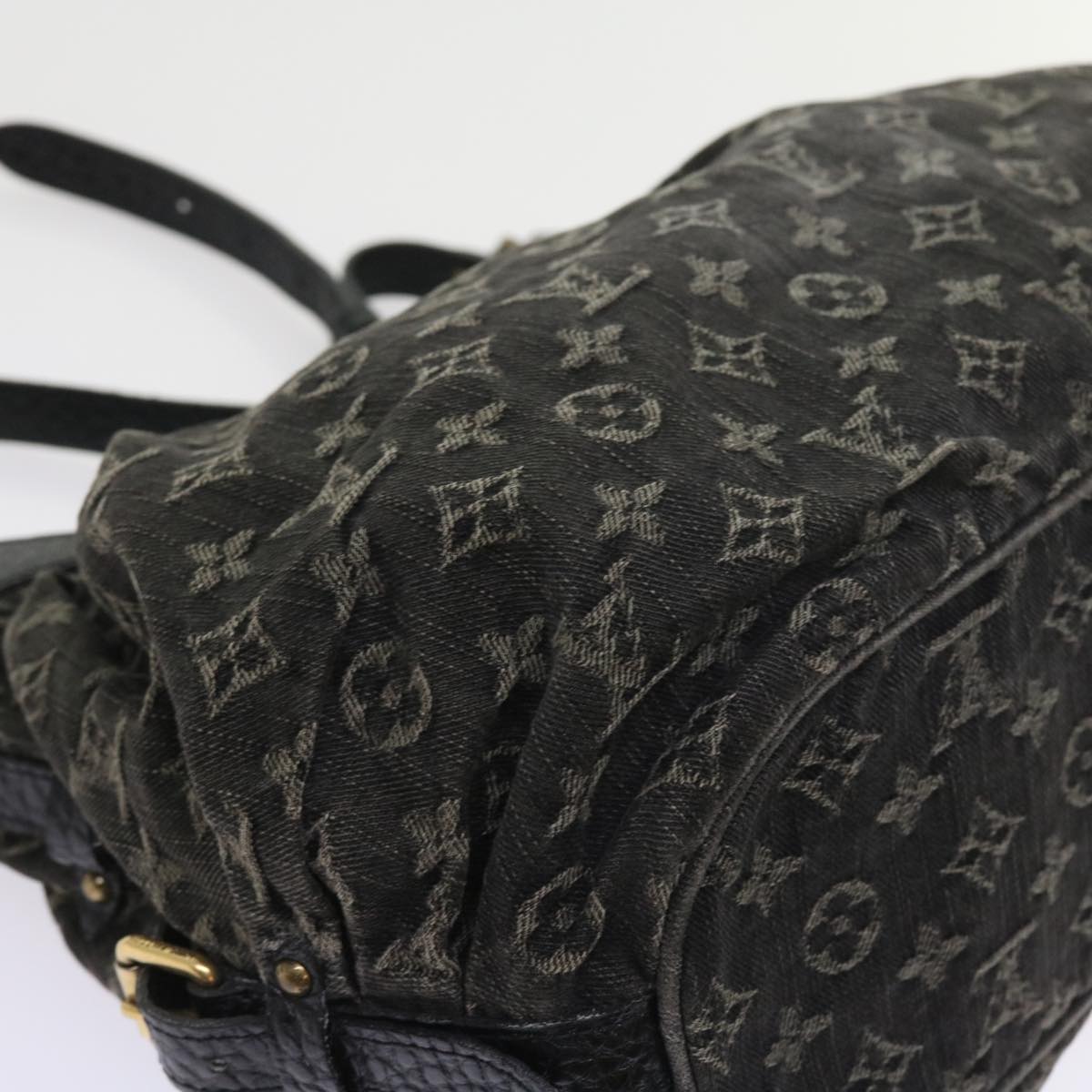 LOUIS VUITTON Monogram Denim XS Shoulder Bag Black M95608 LV Auth fm2834