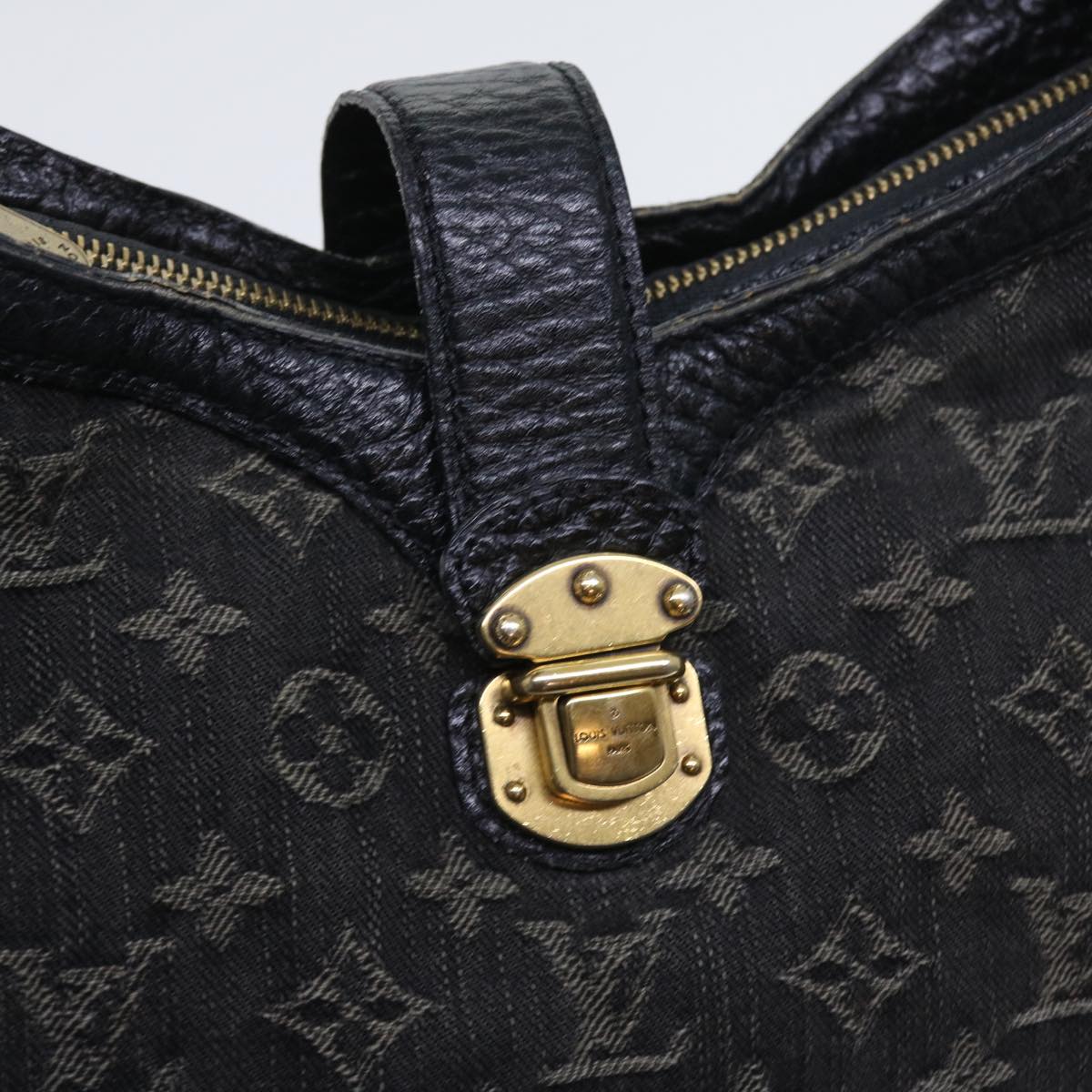 LOUIS VUITTON Monogram Denim XS Shoulder Bag Black M95608 LV Auth fm2834