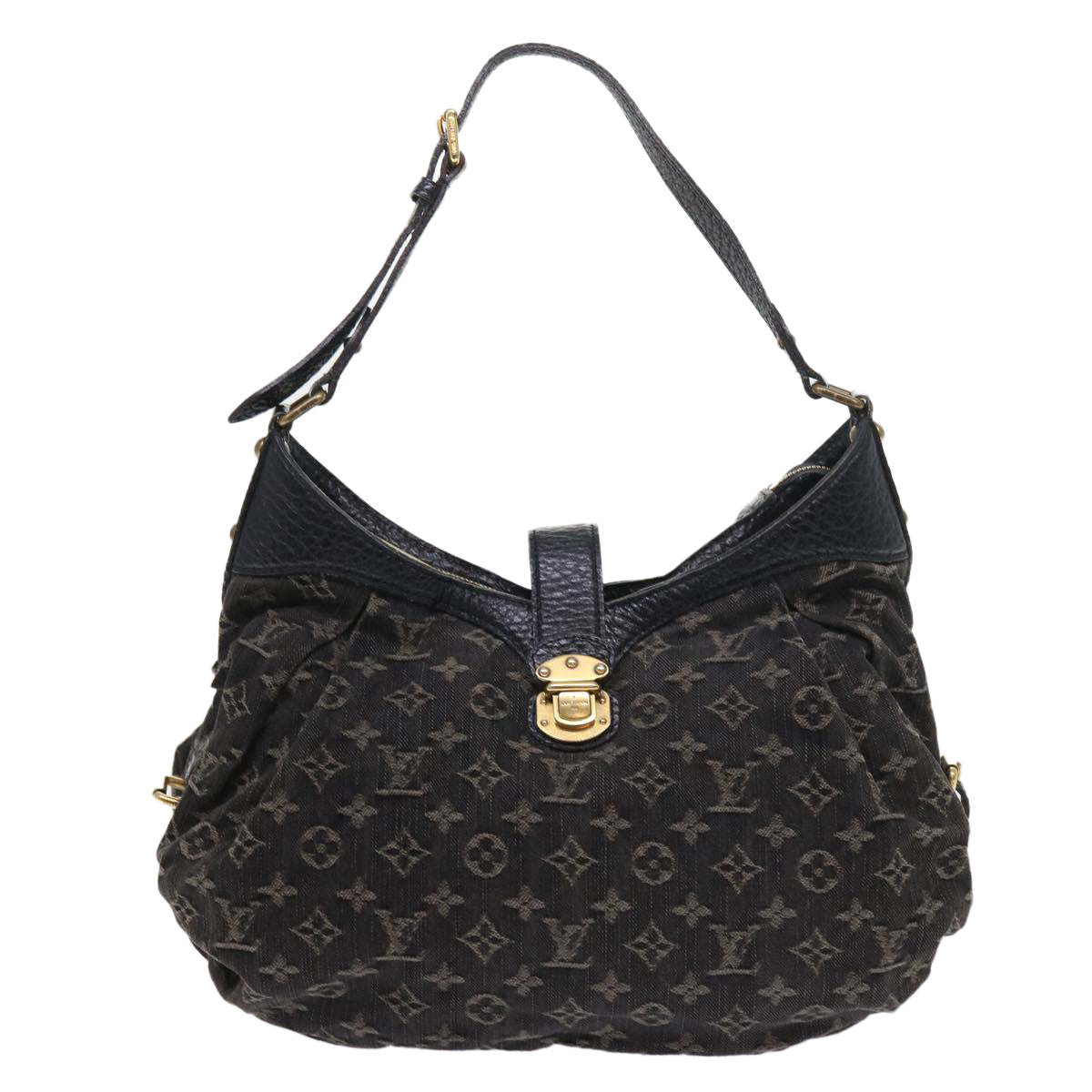 LOUIS VUITTON Monogram Denim XS Shoulder Bag Black M95608 LV Auth fm2834