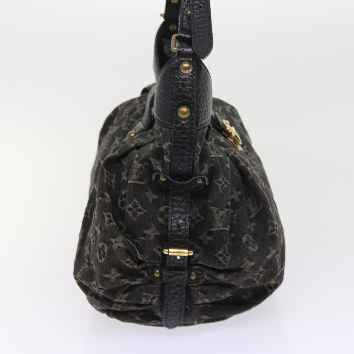 LOUIS VUITTON Monogram Denim XS Shoulder Bag Black M95608 LV Auth fm2834