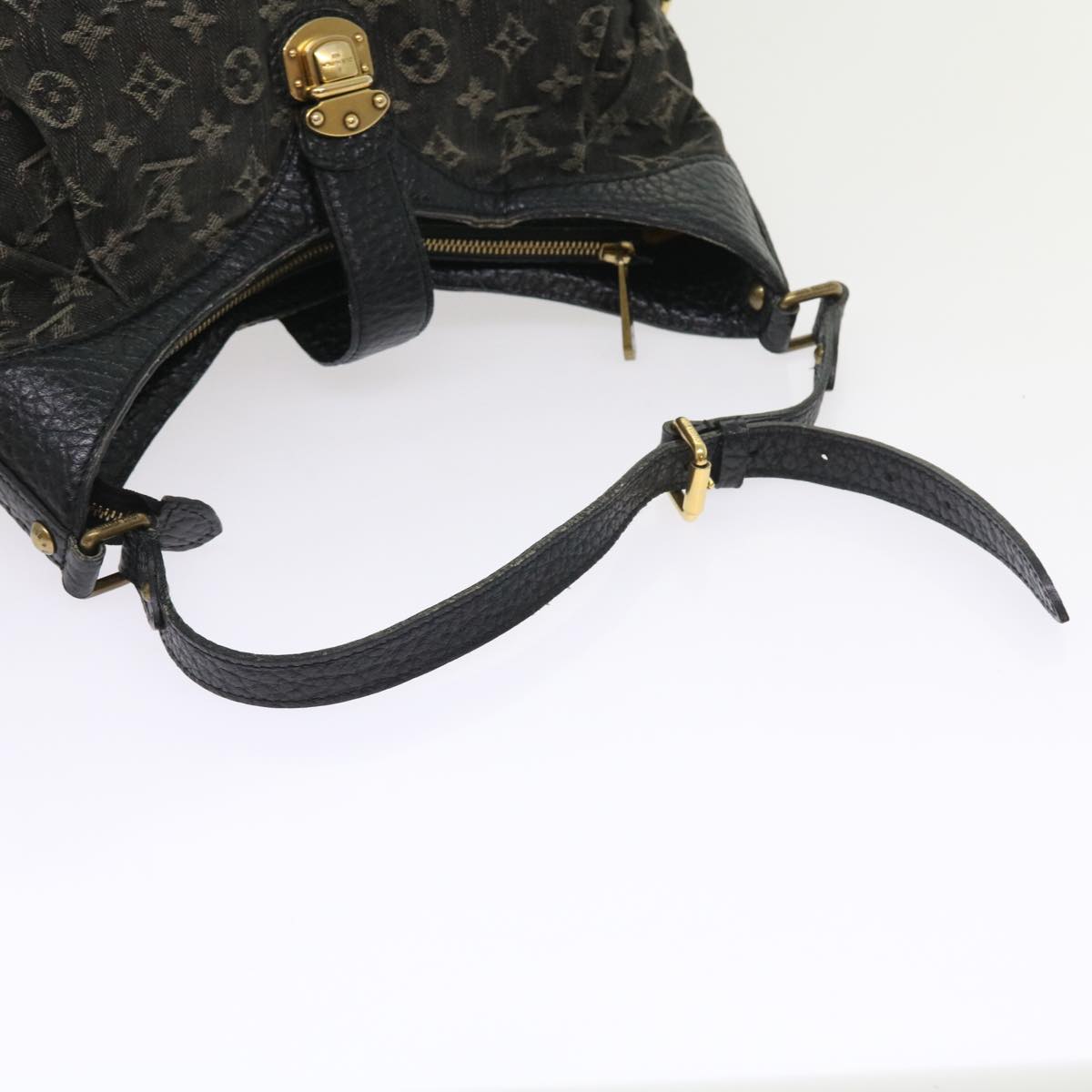 LOUIS VUITTON Monogram Denim XS Shoulder Bag Black M95608 LV Auth fm2834